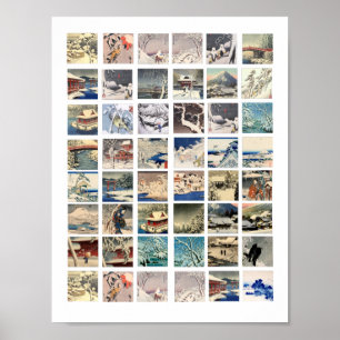 Poster paisagens de neve japonesas pinturas de blocos de 
