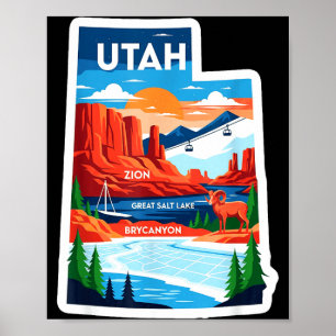 Poster Paisagens de Utah aventura espera colorido cênico