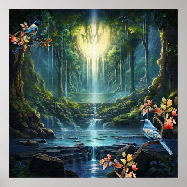 Poster Paisagens em Cascata Viajantes do Nosso Mundo (Frente)