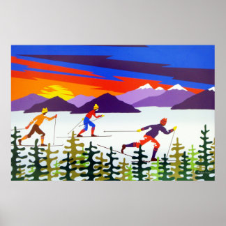 Póster Paisagens Esquiing