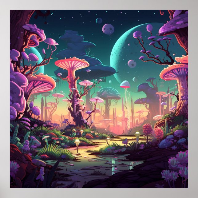 Poster Paisagens fantásticas coloridas (Frente)