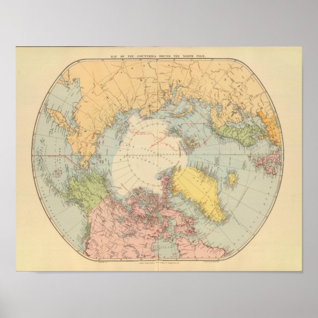 Poster Países em torno do Polo Norte (Frente)