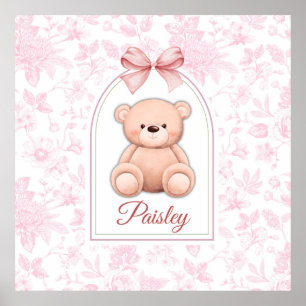 Poster Paisley Design de Enfermeiro de Urso Rosa Person