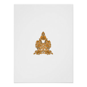 Póster Paisley Floral Art - Decor Laranja Boho