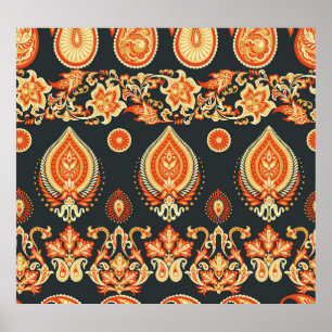 Poster Paisley Floral: Oriental Ethnic Sem Selo