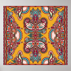 Poster Paisley Floral Ornamental: Bandanna Tradicional
