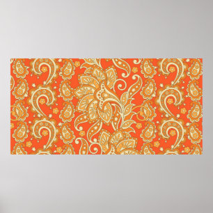 Poster Paisley Floral, um padrão sem falhas étnico. Orn