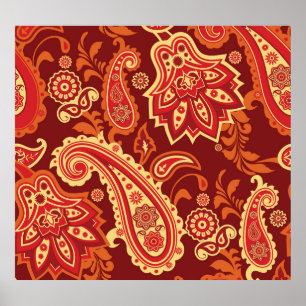 Poster Paisley, flores: padrão sem costura ornamental