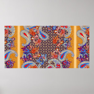 Poster Paisley multicolor scarf design