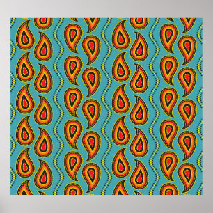 Poster Paisley Ornamental Textura: Elegância Indiana.