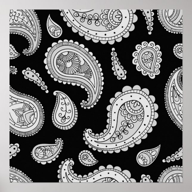 Poster Paisley Pattern - Cinza (Frente)