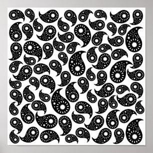 Poster Paisley. preto e branco