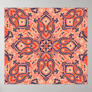 Poster Paisley sem costura: design de padrão de colheita.