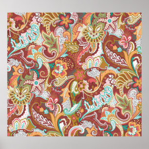 Poster Paisley sem costura: padrão de fundo elegante.
