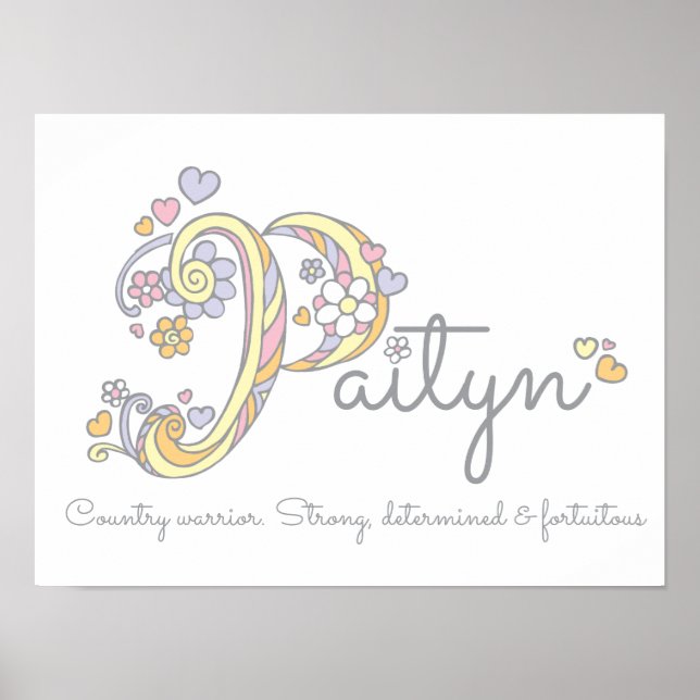 Poster Paityn monogramas art names name e Significa poste (Frente)