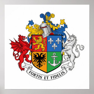 Poster Paixão Herádico Elegante - Fortis et Fidelis Motto
