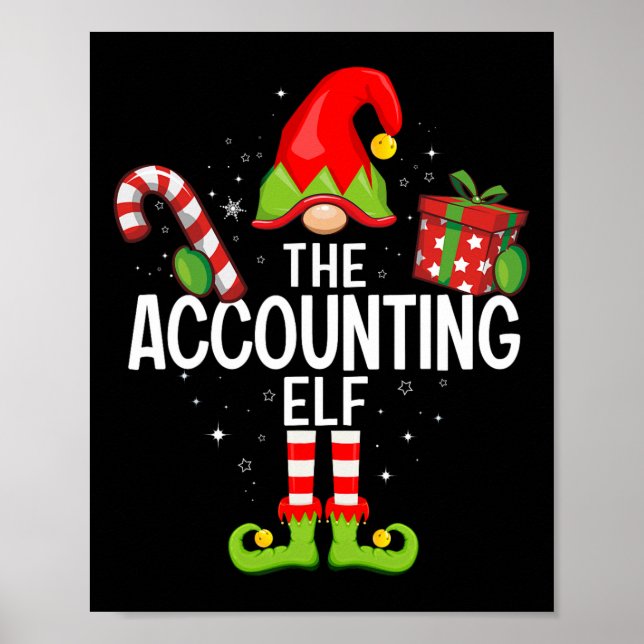Poster Pajama Xmas do Natal da Família do Elf Accounting (Frente)