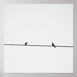 Poster Pájaros posados em branco e negro
