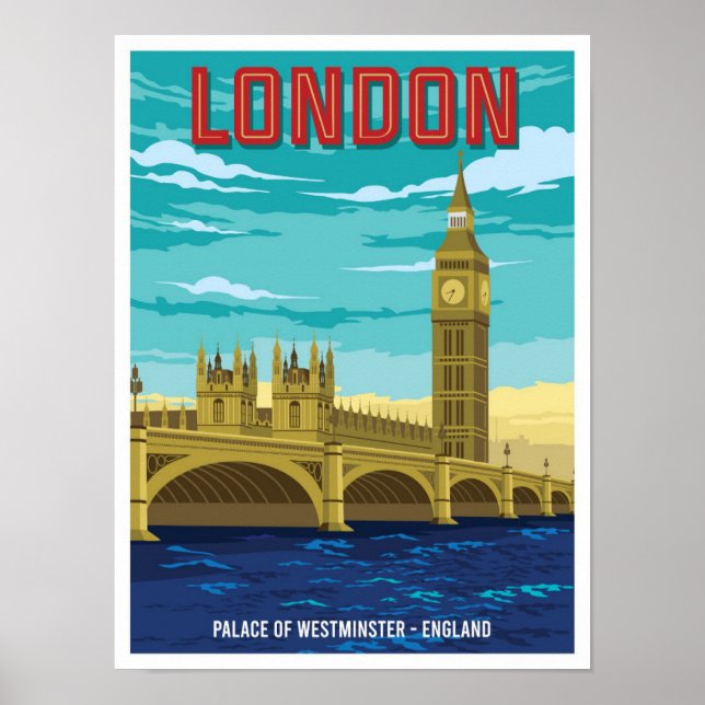 Poster Palácio da Viagens vintage de Westminster London (Frente)