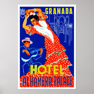 Póster Palácio de Alhambra do hotel de Granada