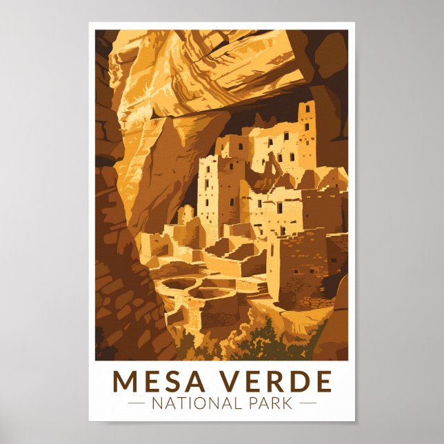 Poster Palácio de Cliff do Parque Nacional de Mesa Verde  (Frente)