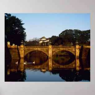 Poster Palácio Imperial, Ponte Nijubashi, Tóquio, Japã