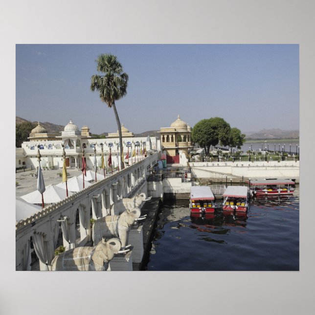 Póster Palácio Jag Mindar, Lago Pichola, Udaipur, Índia. (Frente)