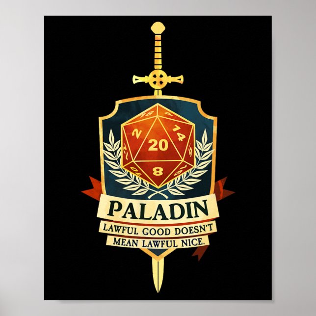 Poster Paladin Fantasy Rpg Trpg Gamer Cl  (Frente)