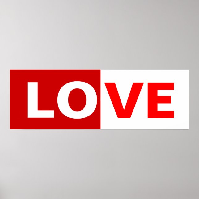 Poster palavra de amor meio vermelha/ meio branca (Frente)