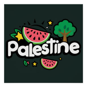 Póster Palavra de Cuta Palestina cercada por melancia