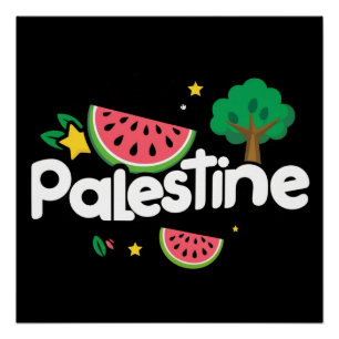 Póster Palavra de Cuta Palestina cercada por melancia