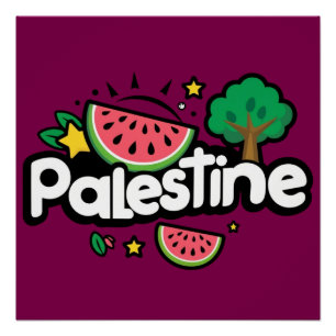 Póster Palavra de Cuta Palestina cercada por melancia