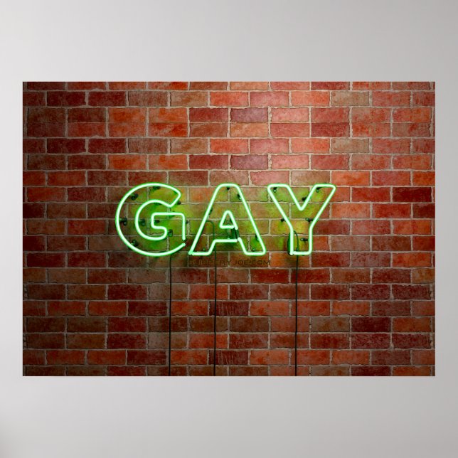 Poster Palavra de parede de Gay de neon do SlipperyJoe (Frente)