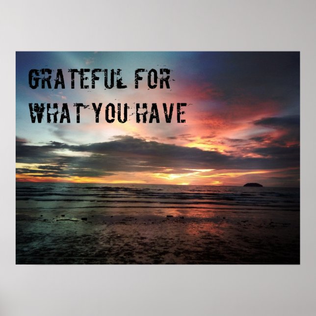 Poster Palavra Grateful pelo que você tem (Frente)