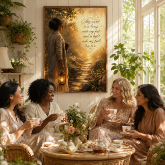 Poster Palavra Tua É Uma Lâmpada Para os Meus Pés Cristã 