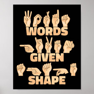 Poster Palavras da Língua Americana de Sinais ASL Ganham