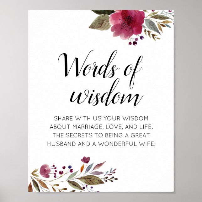 Poster Palavras de Aconselhamento de Casamento de Wisdom  (Frente)