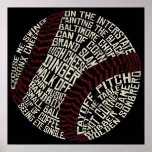 Póster Palavras de calão Calligram do basebol