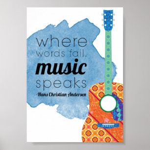 Poster Palavras de citação musical falham música, inspira