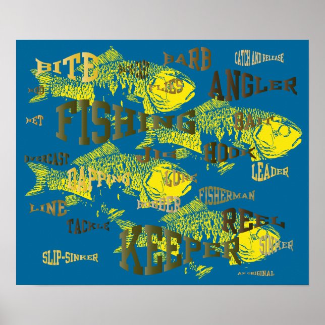 Póster palavras de pesca trabalho de arte (Frente)