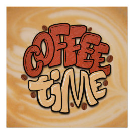 Póster Palavras do tempo do café na espuma de leite