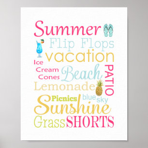 Poster Palavras e Frases Coloridas do Verão
