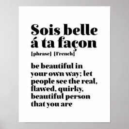 Poster Palavras Francesas Inspiracionais Belo Sois Belle