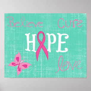 Póster Palavras inspiradas da consciência cor-de-rosa da