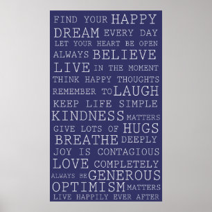 Póster Palavras inspiradas dos pensamentos positivos