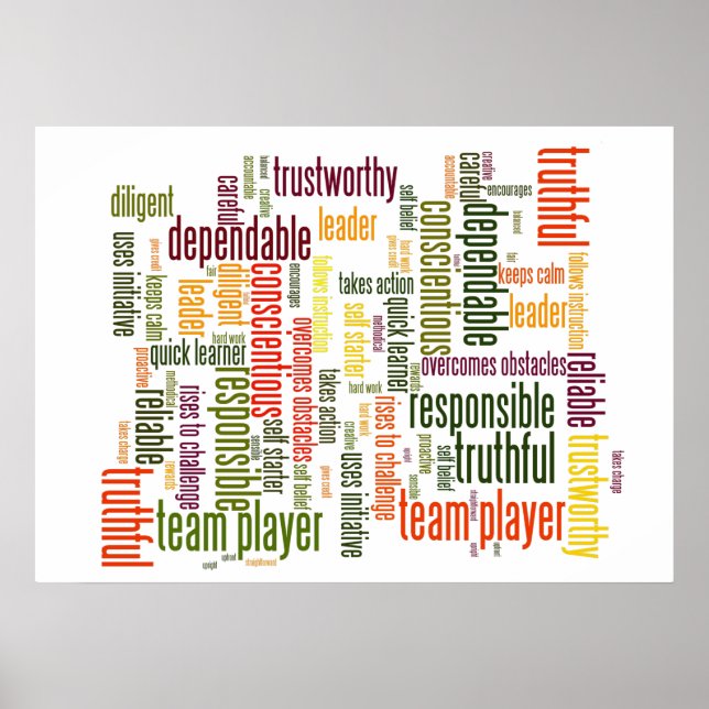 Póster Palavras Motivacionais #4 valores positivos (Frente)