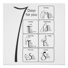 Póster palavras positivas para seu poster de 7 dias