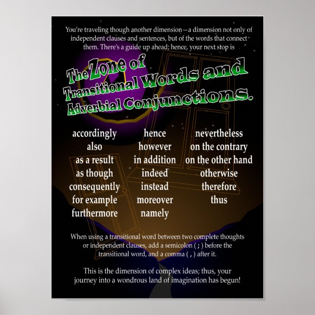 Póster Palavras Transitórias e Conjunções Adverbiais (Frente)