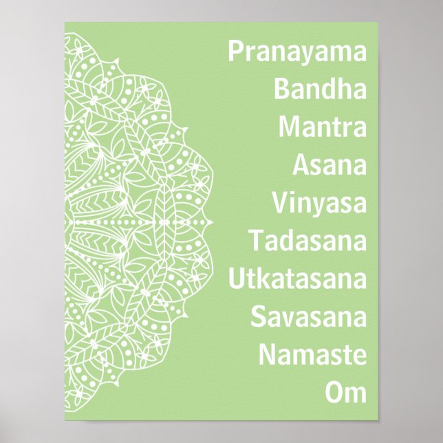 Poster Palavras Yoga White Mandala (Frente)