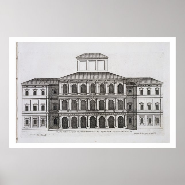 Poster Palazzo Barberini no Quirinale, concluído em 1630, (Frente)